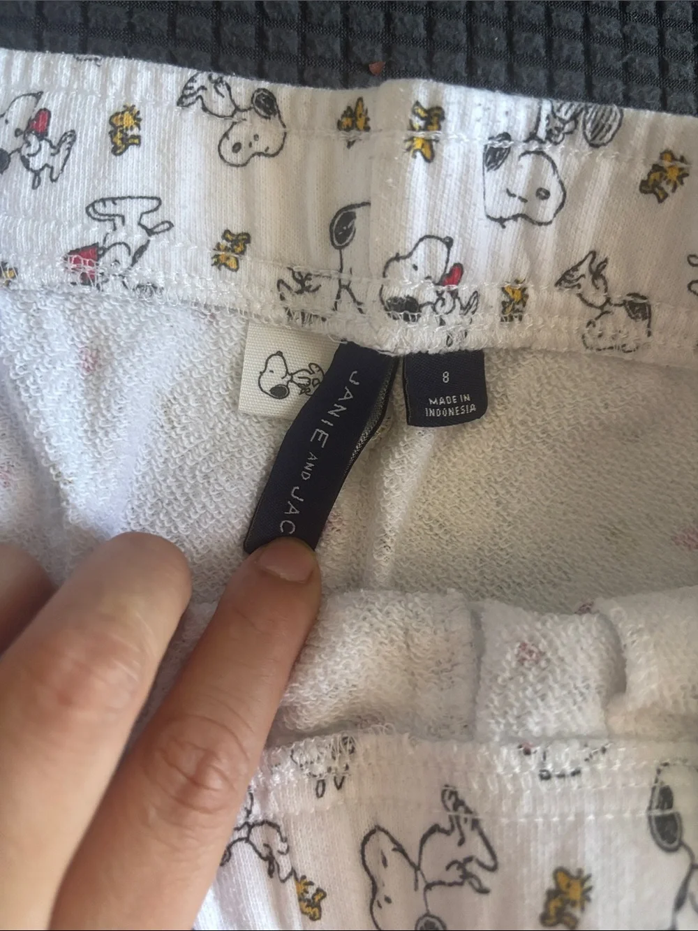 Janie and Jack White Snoopy Print Pajama Shorts with Red Trim